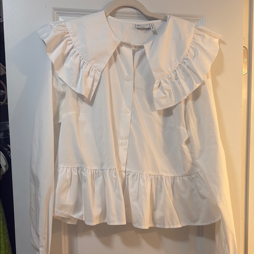 ASOS White Ruffled Women's Top